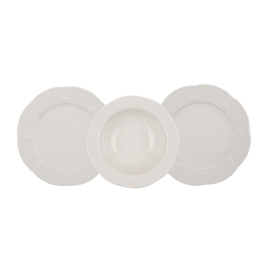 Set de masă, 24 piese, crem, din porțelan