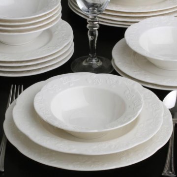 Set de masă 24 piese crem/porțelan