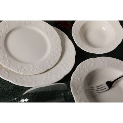 Set de masă 24 piese crem/porțelan