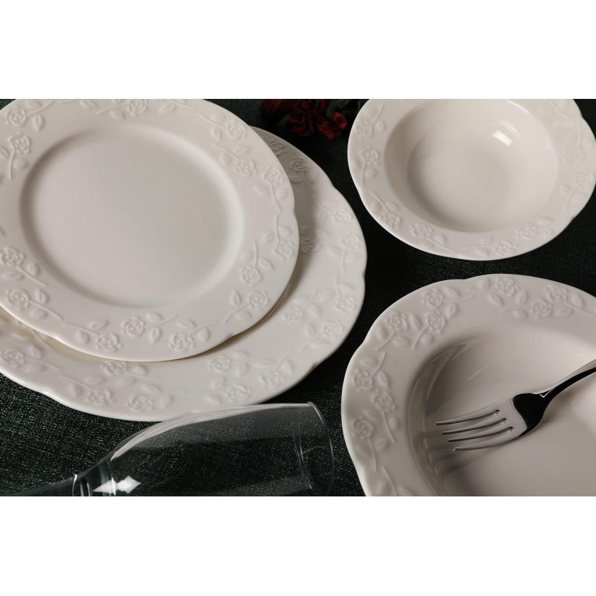 Set de masă 24 piese crem/porțelan