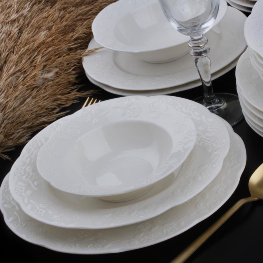 Set de masă 24 piese crem/porțelan