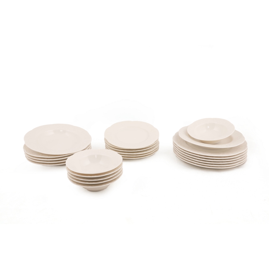 Set de masă 24 piese crem/porțelan