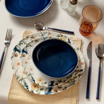 Set de masă 24 piese multicolor/albastru/porțelan