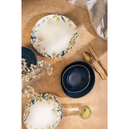 Set de masă 24 piese multicolor/albastru/porțelan