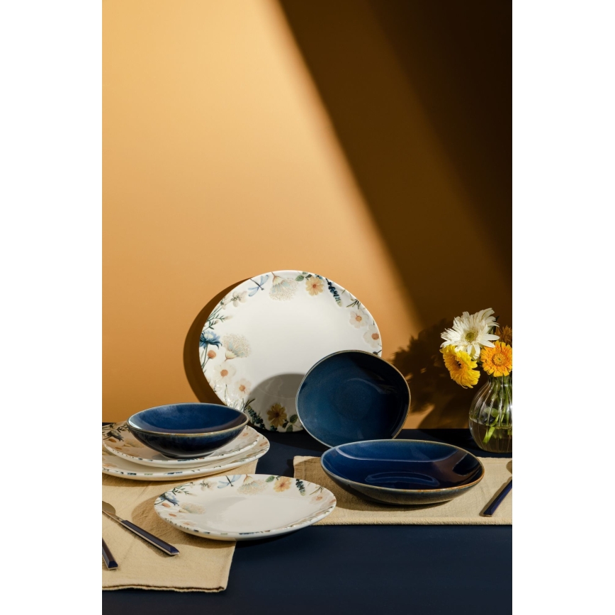 Set de masă 24 piese multicolor/albastru/porțelan