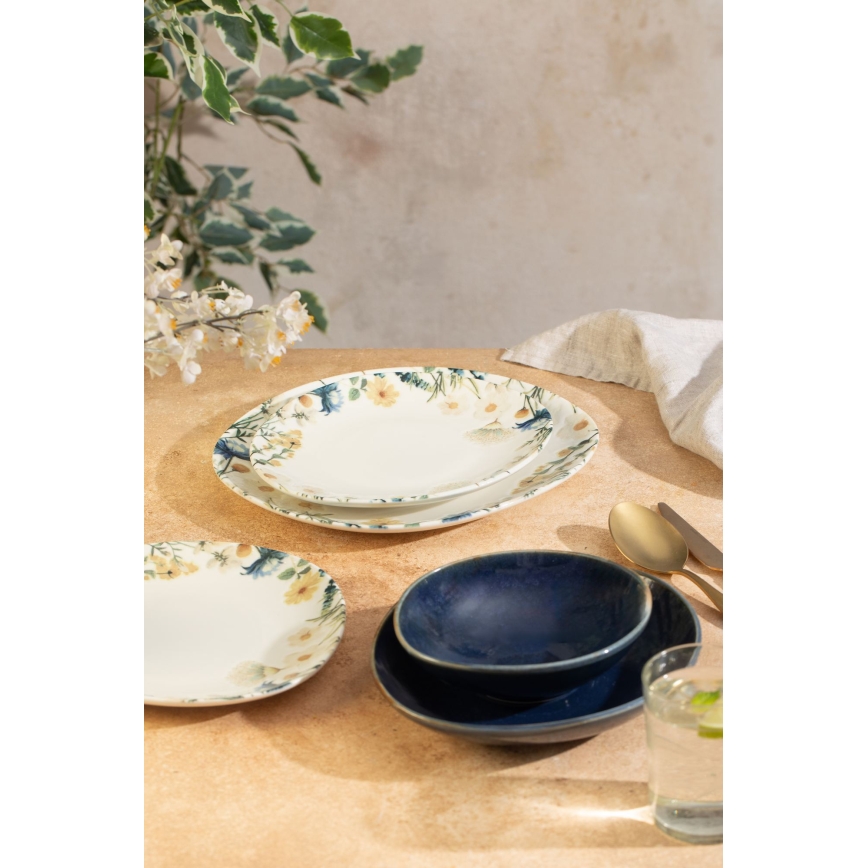 Set de masă 24 piese multicolor/albastru/porțelan