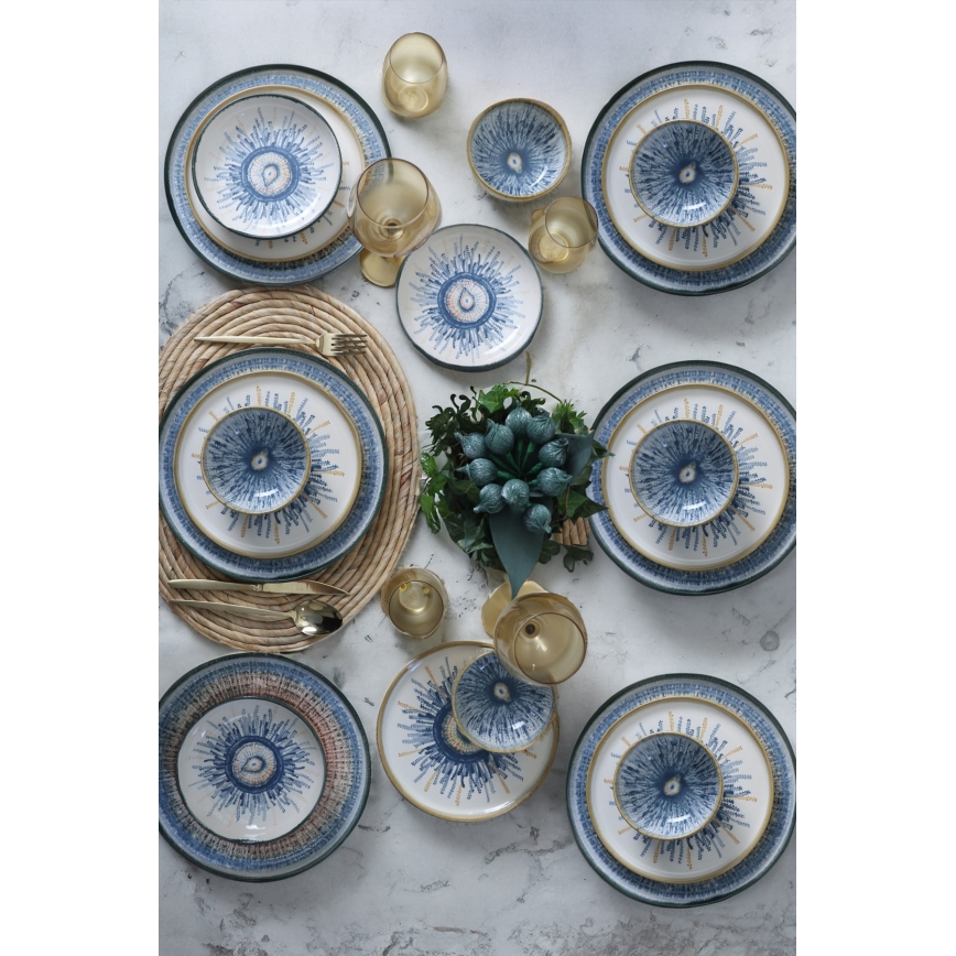 Set de masă, 24 piese, multicolor/ceramică stoneware