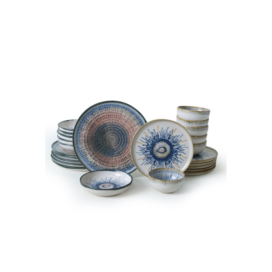 Set de masă, 24 piese, multicolor/ceramică stoneware