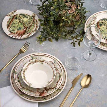 Set de masă 24 piese, multicolor, din ceramică