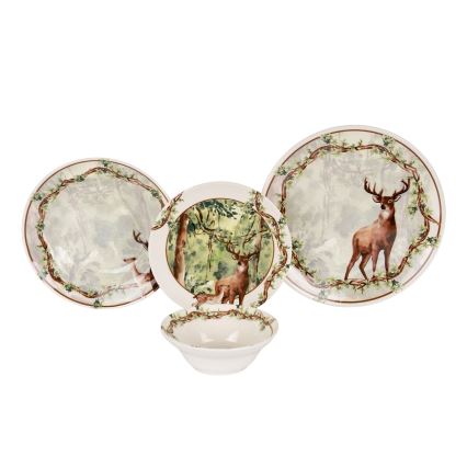 Set de masă 24 piese, multicolor, din ceramică