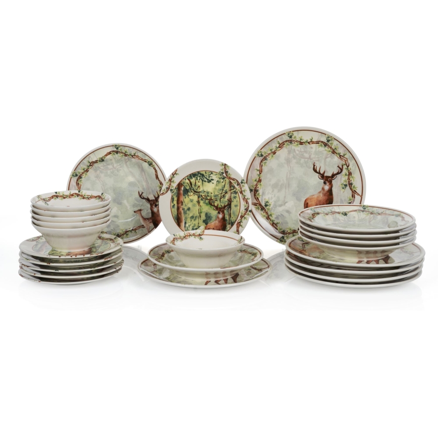 Set de masă 24 piese, multicolor, din ceramică