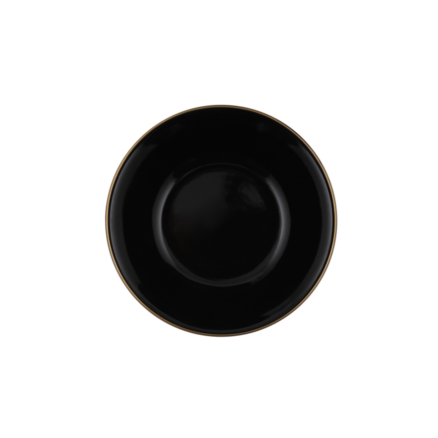 Set de masă, 24 piese, negru/auriu, din ceramică de tip stoneware