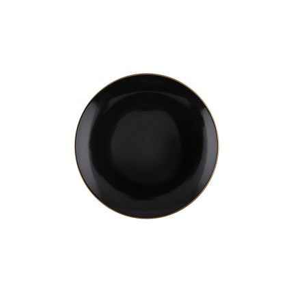 Set de masă, 24 piese, negru/auriu, din ceramică de tip stoneware