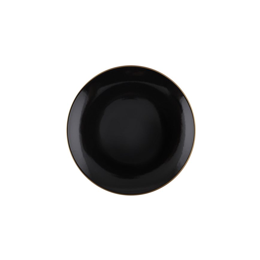 Set de masă, 24 piese, negru/auriu, din ceramică de tip stoneware