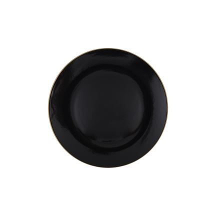 Set de masă, 24 piese, negru/auriu, din ceramică de tip stoneware