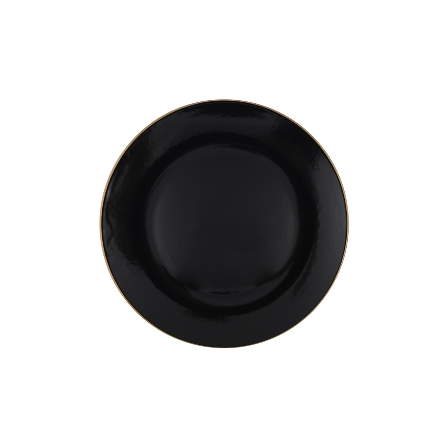 Set de masă, 24 piese, negru/auriu, din ceramică de tip stoneware