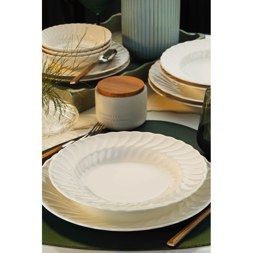 Set de masă, 24 piese, porțelan, alb