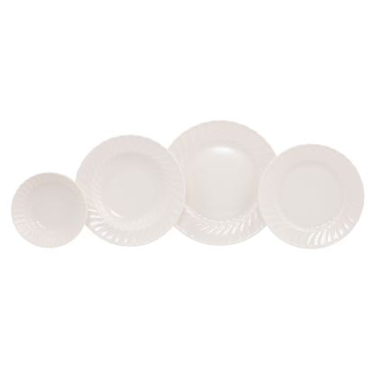 Set de masă, 24 piese, porțelan, alb