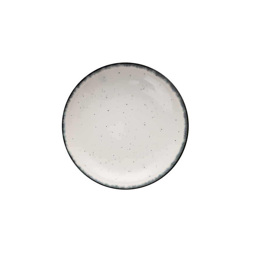 Set de masă 24 piese, porțelan, alb/negru