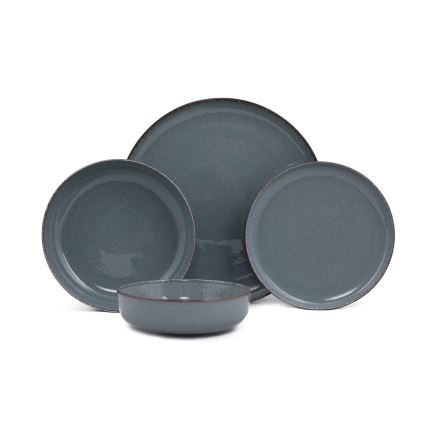 Set de masă 24 piese, porțelan, albastru