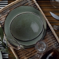 Set de masă, 24 piese, verde, din porțelan