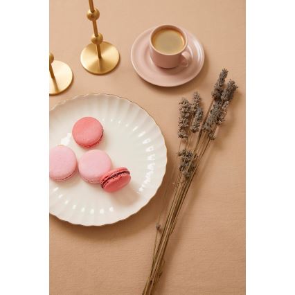 Set de masă 27 piese din porțelan, alb cu accente aurii