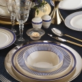 Set de masă 53 piese alb/albastru/auriu/porțelan