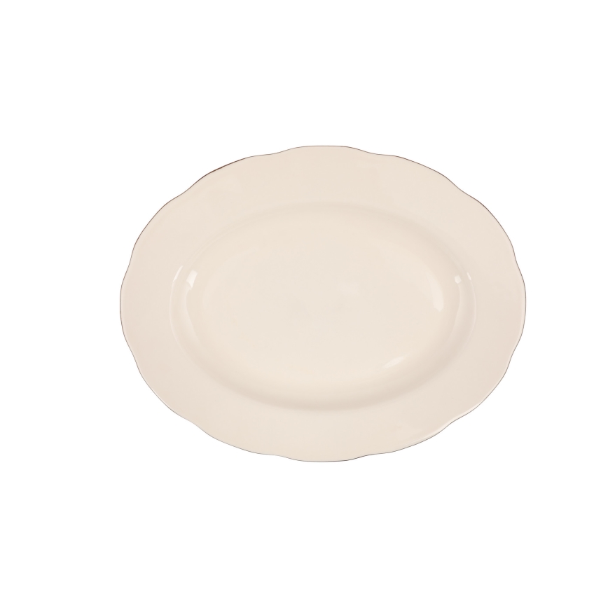 Set de masă, 54 piese, porțelan alb/cupru/ivoriu