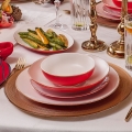 Set de masă 58 piese alb/roșu/porțelan