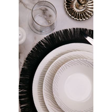 Set de masă 62 piese alb/argintiu/porțelan