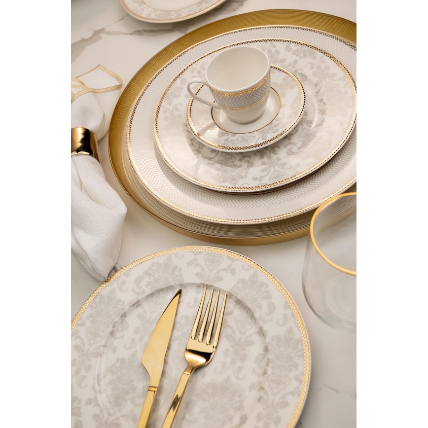 Set de masă, 68 de piese, porțelan bone china, multicolor/ivoriu