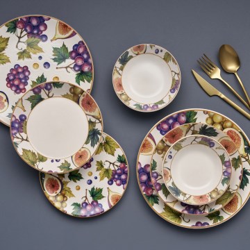 Set de masă din ceramică, 24 de piese, multicolor