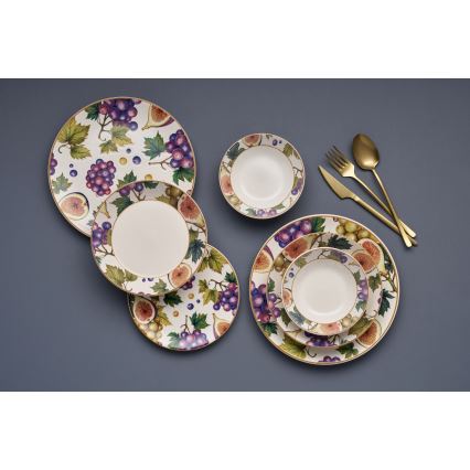 Set de masă din ceramică, 24 de piese, multicolor