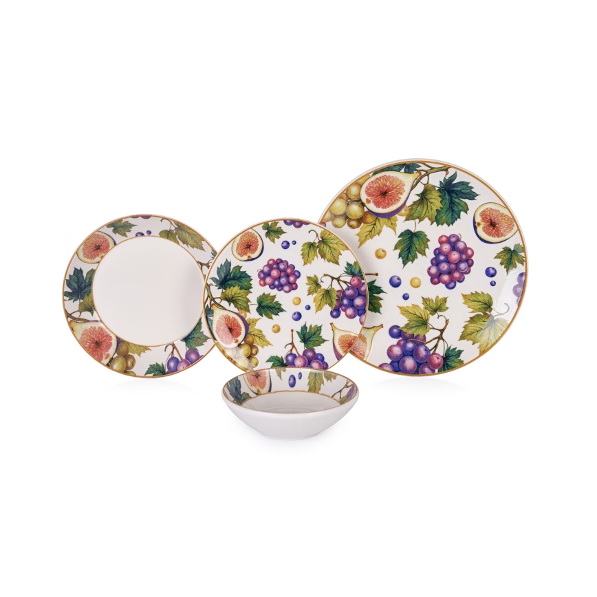 Set de masă din ceramică, 24 de piese, multicolor