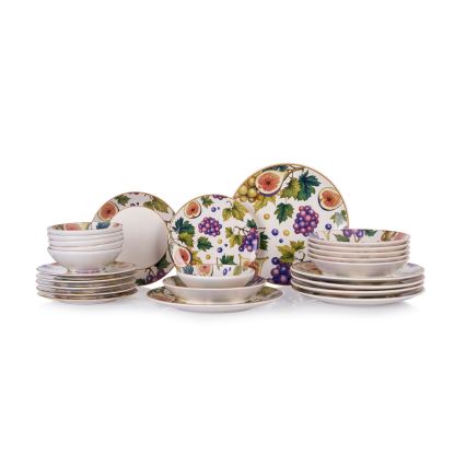 Set de masă din ceramică, 24 de piese, multicolor
