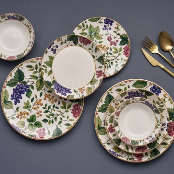 Set de masă din ceramică multicoloră, 24 piese