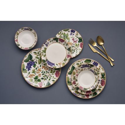 Set de masă din ceramică multicoloră, 24 piese