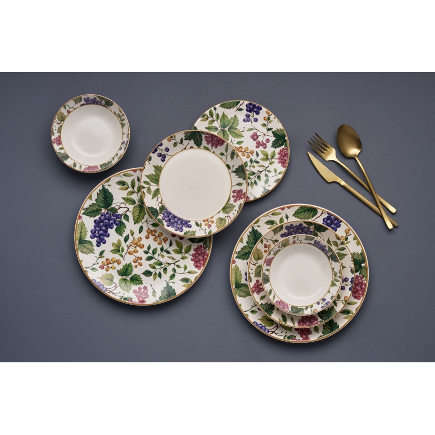 Set de masă din ceramică multicoloră, 24 piese