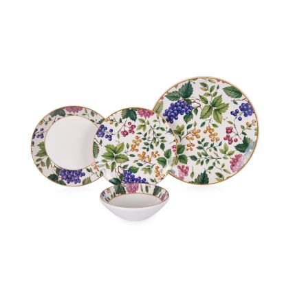 Set de masă din ceramică multicoloră, 24 piese