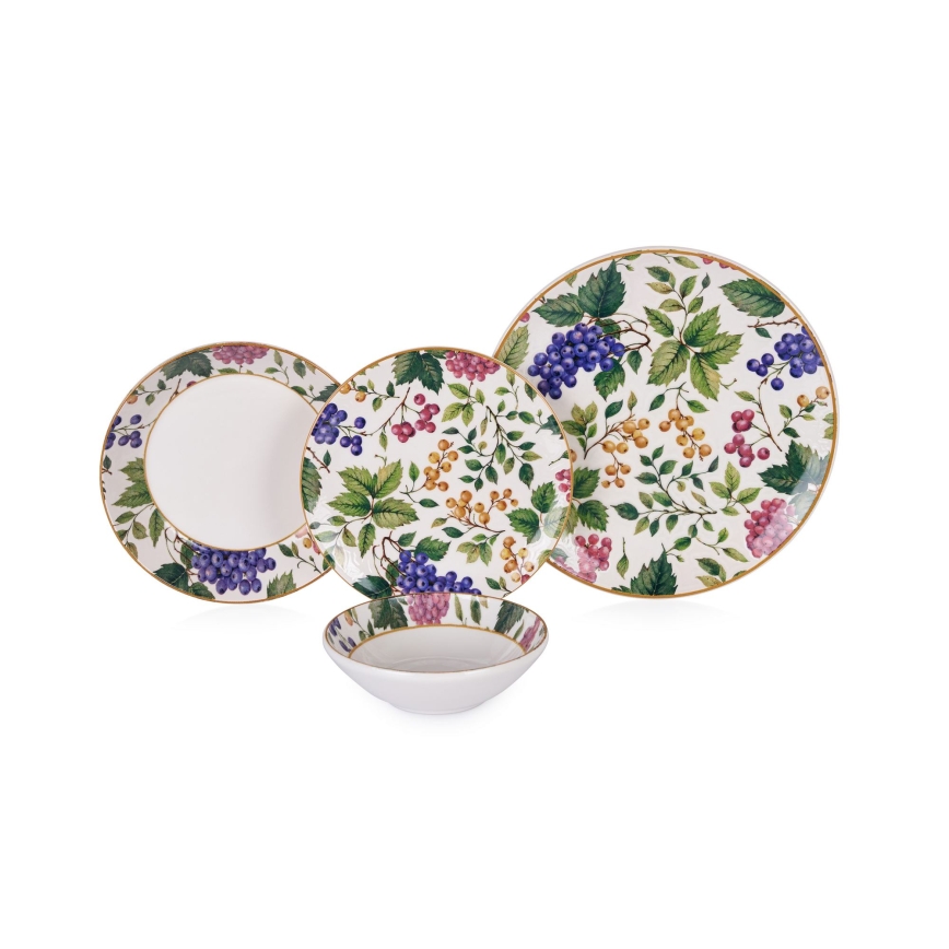 Set de masă din ceramică multicoloră, 24 piese
