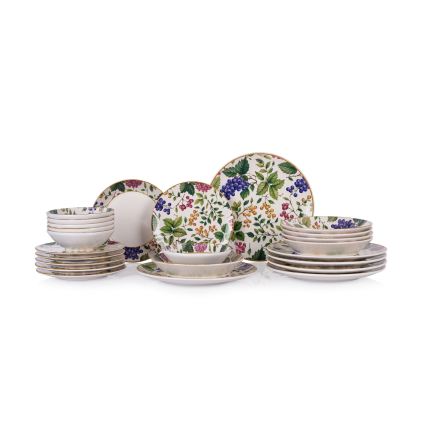 Set de masă din ceramică multicoloră, 24 piese