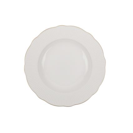 Set de masă din porțelan, 18 piese, alb/auriu