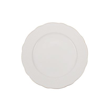Set de masă din porțelan, 18 piese, alb/auriu