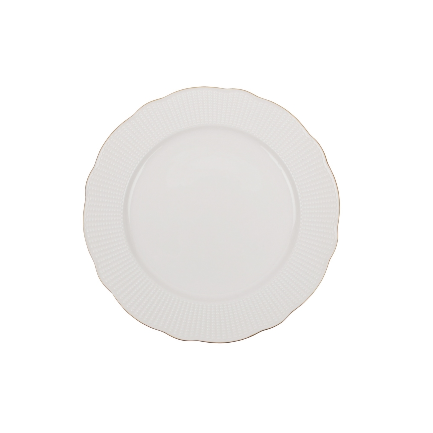 Set de masă din porțelan, 18 piese, alb/auriu