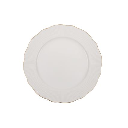 Set de masă din porțelan, 18 piese, alb/auriu