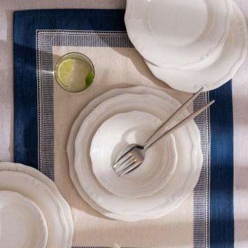 Set de masă din porțelan, 24 piese, alb