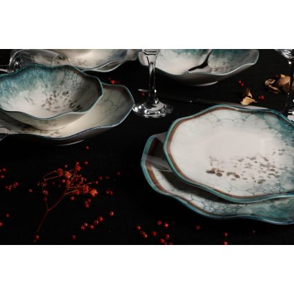 Set de masă din porțelan, 24 piese, albastru