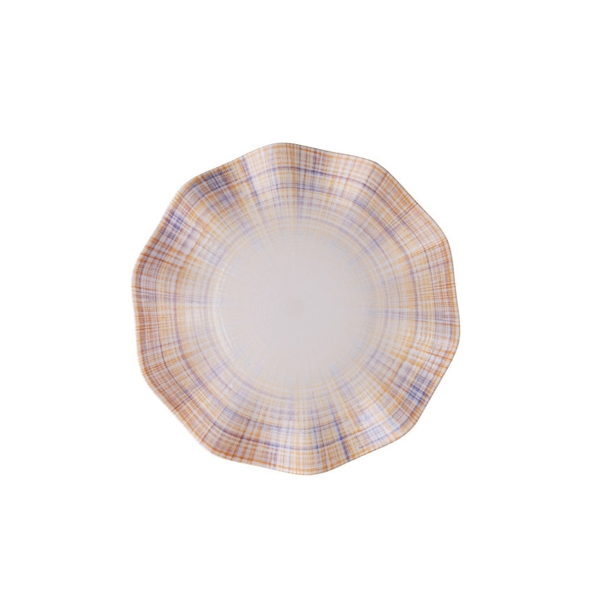 Set de masă din porțelan, 24 piese, portocaliu/albastru