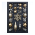 Set de ornamente de Crăciun 25 buc. aurii/argintii