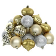 Set de ornamente de Crăciun 30 buc. aurii/argintii